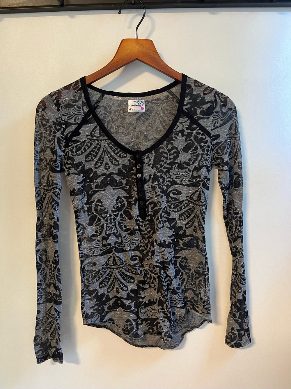 Free People Intimately Sheer Burnout Style Henley - Women’s Small